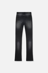RTA Denis Mini Flare Faded Black Distressed Jeans at Gravity NYC